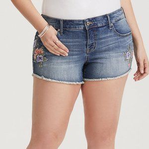 Torrid Embroidered Cut-off Denim Shorts Plus Sz 14